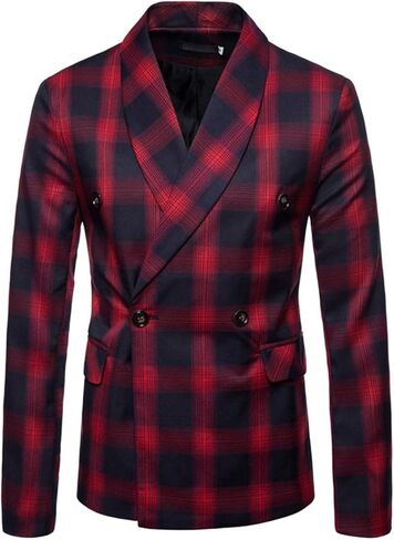 QZH.DUAO Men's Casual Suit Blazer Plaid Jacket in Saudi Arabia