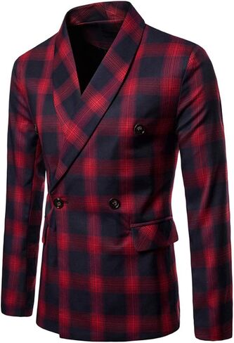 QZH.DUAO Men's Casual Suit Blazer Plaid Jacket in Saudi Arabia