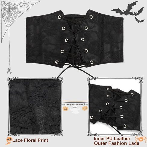 Balteus مشد حزام للنساء مطاطا حزام خصر واسع الدانتيل متابعة حزام السرج حزام Waspie لفساتين الهالوين القراصنة مشد in Kuwait