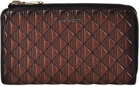 Cuadra women's wallet in genuine leather with zipper and embroidery brown, BD221CR in Saudi Arabia
