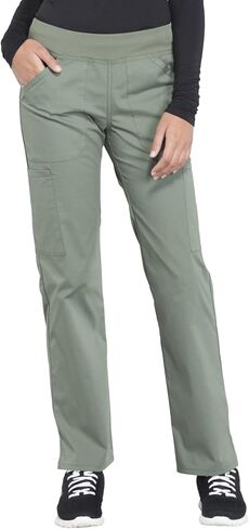 مجموعة ملابس العمل النسائية الاحترافية WW665 بلوزة برقبة على شكل حرف V وWW170 متوسطة الارتفاع مستقيمة الساق قابلة للسحب على البضائع، زيتوني - S Top/S Pant in Kuwait