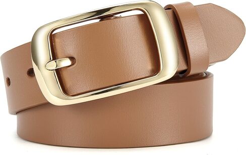 Leather Belt for Women - CR 1.3" Width Casual Womens Belts for Jeans Pants - Ladies Waist Belts with Solid Gold Pin Buckle in Saudi Arabia