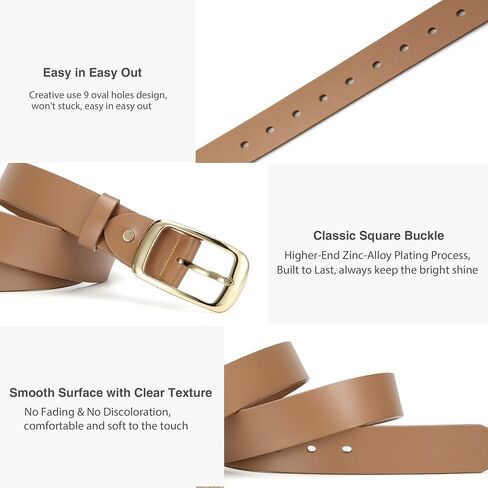 Leather Belt for Women - CR 1.3" Width Casual Womens Belts for Jeans Pants - Ladies Waist Belts with Solid Gold Pin Buckle in Saudi Arabia