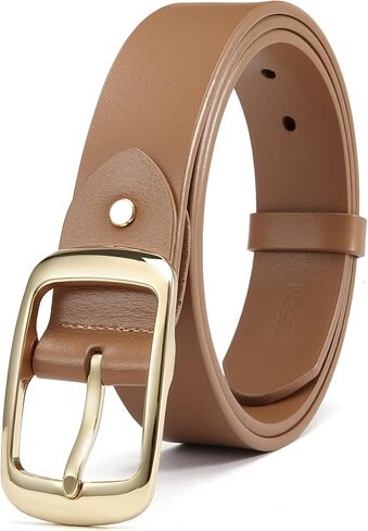 Leather Belt for Women - CR 1.3" Width Casual Womens Belts for Jeans Pants - Ladies Waist Belts with Solid Gold Pin Buckle in Saudi Arabia