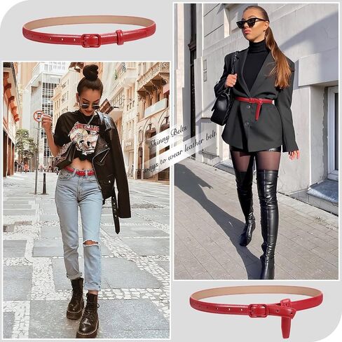 XZQTIVE Black Skinny Belt for Women Jeans Thin Leather Waist Belts With Black Metal Prong Buckle in Saudi Arabia