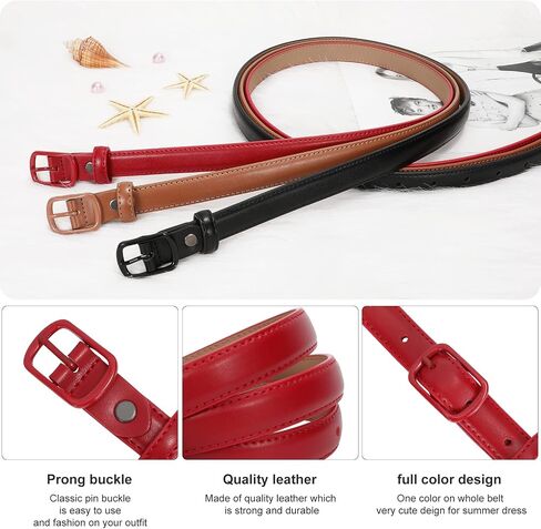 XZQTIVE Black Skinny Belt for Women Jeans Thin Leather Waist Belts With Black Metal Prong Buckle in Saudi Arabia
