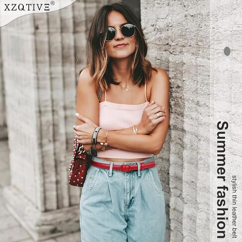 XZQTIVE Black Skinny Belt for Women Jeans Thin Leather Waist Belts With Black Metal Prong Buckle in Saudi Arabia