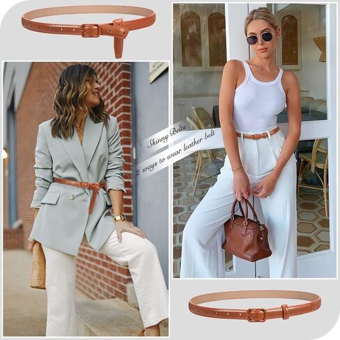 XZQTIVE Black Skinny Belt for Women Jeans Thin Leather Waist Belts With Black Metal Prong Buckle in Saudi Arabia