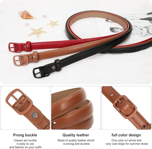 XZQTIVE Black Skinny Belt for Women Jeans Thin Leather Waist Belts With Black Metal Prong Buckle in Saudi Arabia
