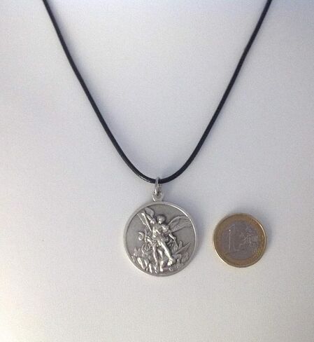 Saint Michael The Archangel Silver Tone Medal - BIg Size - 32 mm - Made in HIGH RELIEF in Saudi Arabia