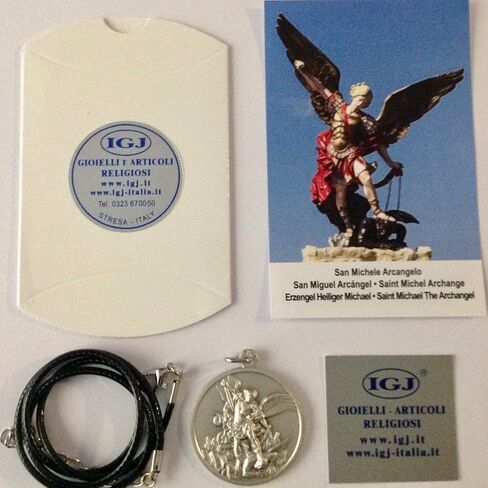 Saint Michael The Archangel Silver Tone Medal - BIg Size - 32 mm - Made in HIGH RELIEF in Saudi Arabia