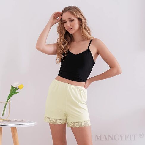 MANCYFIT Pettipants للنساء نصف زلة Culotte شورت تنورة مقسمة دانتيل قص 4 بوصة درزة داخلية in Kuwait