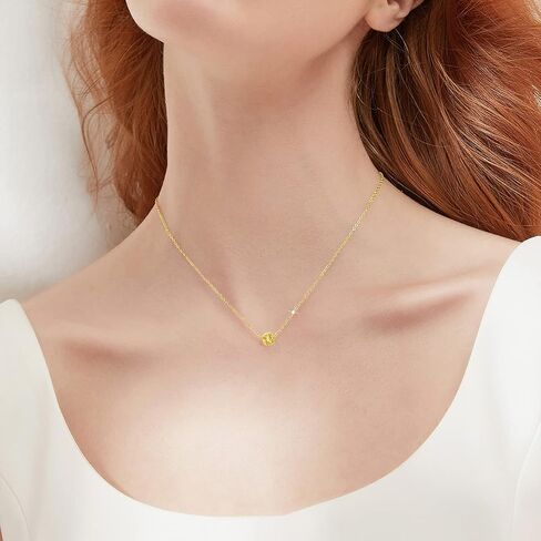 18K Solid Gold Single Bead Necklace for Women, 8MM Shiny Gold Diamond Cut Floating Ball Pendant Love Jewelry Anniversary for Mom, Wife, 18inch in Saudi Arabia