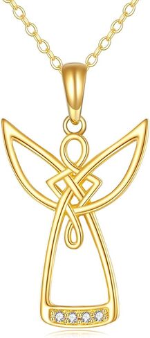KECHO 14k Yellow Gold Guardian Angel Necklace Angel Girl Jewelry Birthday Gifts for Mom Daughter Women in Saudi Arabia