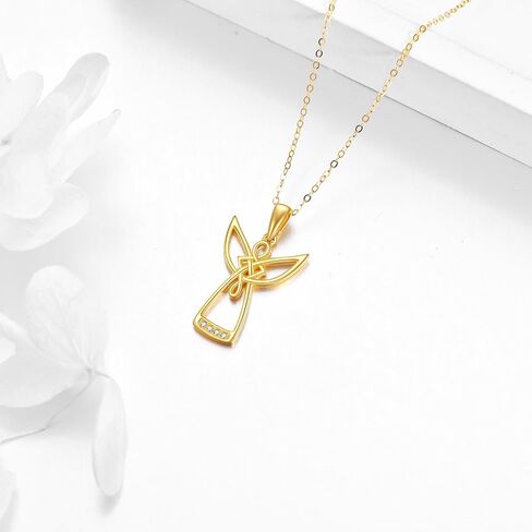 KECHO 14k Yellow Gold Guardian Angel Necklace Angel Girl Jewelry Birthday Gifts for Mom Daughter Women in Saudi Arabia