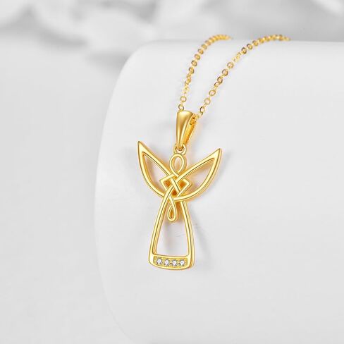 KECHO 14k Yellow Gold Guardian Angel Necklace Angel Girl Jewelry Birthday Gifts for Mom Daughter Women in Saudi Arabia