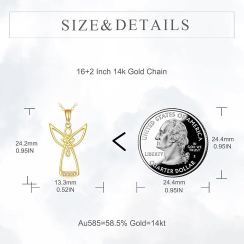 KECHO 14k Yellow Gold Guardian Angel Necklace Angel Girl Jewelry Birthday Gifts for Mom Daughter Women in Saudi Arabia