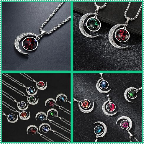 DONKWACHA84 Unisex Stainless Steel Zodiac Moon Pendant Necklaces for Women/Men in Saudi Arabia