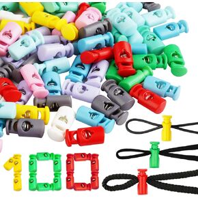 100 قطعة من 100 قطعة من 10 الوان، بلاستيك قابل للتعديل مزود بنابض منزلق قابل لاعادة الاستخدام، فتحة واحدة مريحة، رباط مرن متعدد الوظائف خفيف الوزن بمشبك تثبيت in Kuwait
