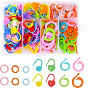 SOCNITC 120PCS Crochet Stitch Markers, 300 Pcs Small Safety Bulb Pins Assorted 10 Colors, 100 PCS Knitting Stitch Rings with Storage Box for DIY Clothing Craft Making(Color Ship Randomly) in Kuwait