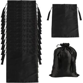 Jelyne 12 Pcs Silk Satin Wig Bags Hair Storage Bag With Drawstring Tassel for Packaging Wigs-Bundles-Hair Extensions and Hair Tools Multipurpose Large Bags