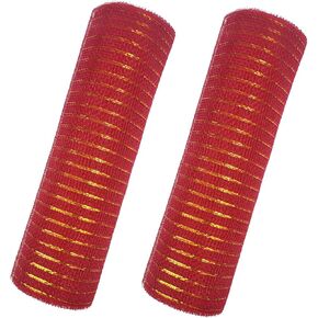 2 Rolls Deco Mesh Poly Ribbon with Metallic Foil - 10in x 30Ft Each Rolls for Wreaths Swags Crafts and Decorating (Blue)