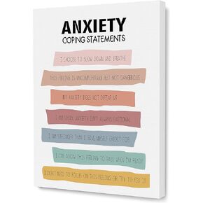 Framed Canvas Wall Art, Anxiety Coping Statement, 12 x 15 inches Positive Psychology Affirmation Calming Techniques for Counselor Psychologist Office Decor - Wallart-011 in Kuwait
