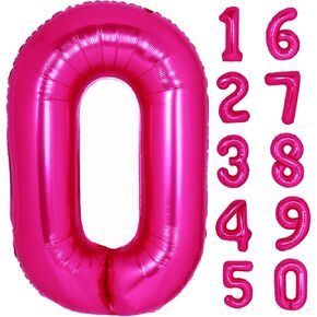 40 Inch Giant Hot Pink Number 8 Balloon, Helium Mylar Foil Number Balloons for Birthday Party, 8th Birthday Decorations for Kids, Anniversary Party Decorations Supplies (Hot Pink Number 8)
