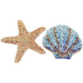 BetterUS Starfish Shell Applique with Sequins Patches Decoration DIY Sewing Embroideries in Kuwait