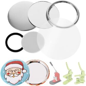 BEAMNOVA 100 Sets of Pocket Mirrors 75mm / 2.95 in (Approx. 3 inch) Round Button Parts Supplies for Button Maker Machine in Kuwait