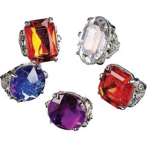 Jumbo Rhinestone Costume Rings - Bulk set of 12, with Adjustable Band - Dress Up, Halloween and Costume Jewelry in Saudi Arabia