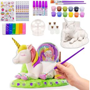 مجموعة طلاء يونيكورن الخاصة بك - كرة ثلج من السيراميك مع لوحة فنية للحرف اليدوية هدية يونيكورن للبنات والمراهقات، مجموعة انشطة صنع جرعات الطلاء بنفسك للاطفال لتزيين غرفة الاطفال بعمر 6 سنوات فما فوق in Kuwait