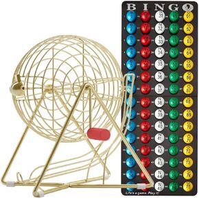 MR CHIPS 11" (Inch) Tall Professional Bingo Set with Steel Bingo Cage, Everlasting 7/8" Bingo Balls, Master Board for Bingo Balls - Lucky Red Color in Kuwait
