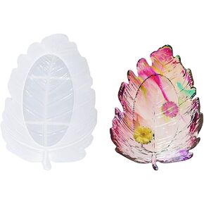 Voyyphixa Resin Tray Molds Box Silicone Mold Leaf Resin Molds Jewelry Tray Mold for Epoxy Resin Fruit Plate Casting Mold in Tropical Leaf DIY Salad Plate Storage Box Ashtray Coaster Crafts (Elm leaf)