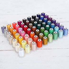Threadart 63 Colors Polyester Embroidery Machine Thread Set Spool Brother | 500M (550Yd) Spools 40wt | for Brother Babylock Janome Singer Pfaff Husqvarna Bernina Sewing and Embroidery Machines