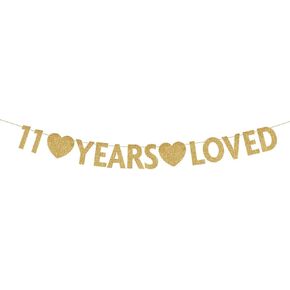 Gold Hello 11 Birthday Banner, Gold Glitter Happy 11th Birthday Party Decorations, Supplies in Kuwait