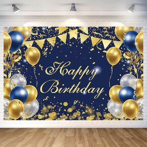 خلفية حفلة عيد ميلاد باللونين الأسود والذهبي، بالون ذهبي لامع، لافتة عيد ميلاد سعيد، خلفية تصوير فوتوغرافي لامعة لتزيين المنزل، لوازم الحفلات، 70.8 × 47.2 بوصة in Kuwait