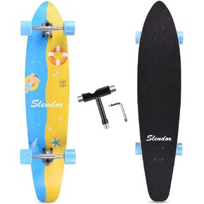 لوح تزلج Slendor Longboard مقاس 42 بوصة، منسدل من خلال سطح السفينة، طراز Maple Cruiser Freestyle، Camber Concave