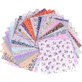 بيسبورتابل 50 قطعة من الواح قماش اللباد القطنية المطبوعة على شكل مربعات للخياطة مسبقة القطع للخياطة اليدوية والحرف اليدوية المرقعة ديكور المزرعة 20 سم in Kuwait