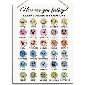 Therapy Decor, Therapy Office Decor, Wall Decor Sign Aesthetic, Educational Motivation Decoration for School Counseling Classroom, Psychologist Counselor Office Decor, Learn to Identify Emotions