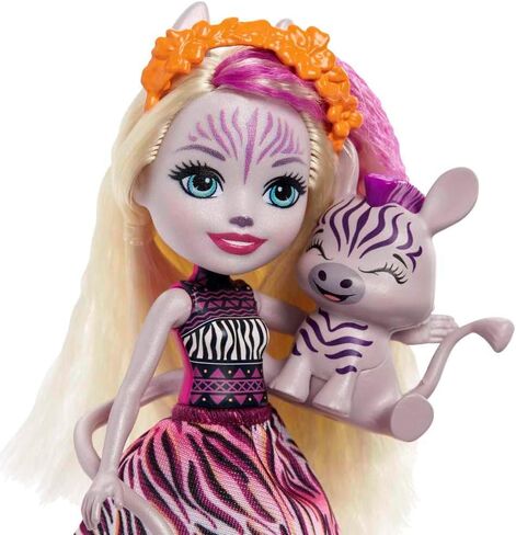 Enchantimals Zadie Zebra Doll (6-in) & Ref Animal Friend Figure from Sunny Savanna Collection, Small Doll with Removable Skirt and Accessories, Great Gift for 3 to 8 Year Olds in Kuwait