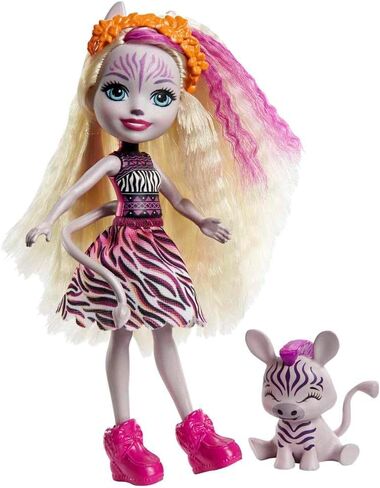 Enchantimals Zadie Zebra Doll (6-in) & Ref Animal Friend Figure from Sunny Savanna Collection, Small Doll with Removable Skirt and Accessories, Great Gift for 3 to 8 Year Olds in Kuwait