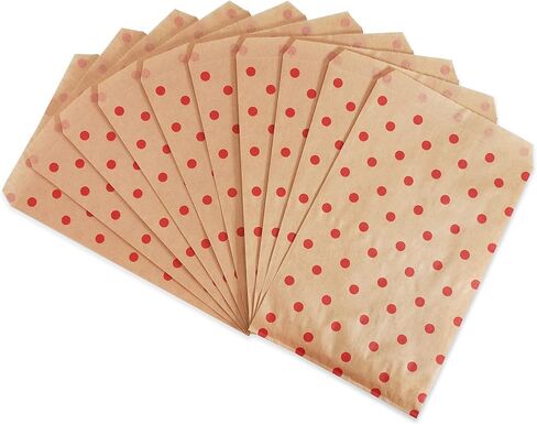 CuteBox Flat Paper Red Polka Dot Kraft Gift Bags (4" x 6") for Merchandise, Crafts, Party Favors, Retail, Handmade Goods, Arts and Crafts, Outdoor Events, Holidays, Weddings 100pc in Kuwait