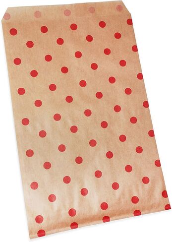 CuteBox Flat Paper Red Polka Dot Kraft Gift Bags (4" x 6") for Merchandise, Crafts, Party Favors, Retail, Handmade Goods, Arts and Crafts, Outdoor Events, Holidays, Weddings 100pc in Kuwait