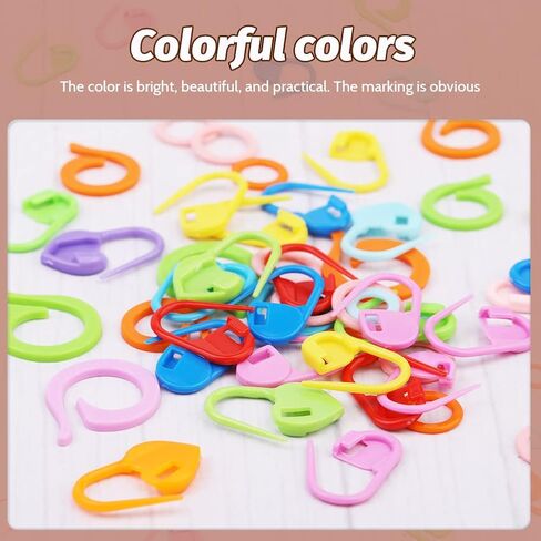 SOCNITC 120PCS Crochet Stitch Markers, 300 Pcs Small Safety Bulb Pins Assorted 10 Colors, 100 PCS Knitting Stitch Rings with Storage Box for DIY Clothing Craft Making(Color Ship Randomly) in Kuwait