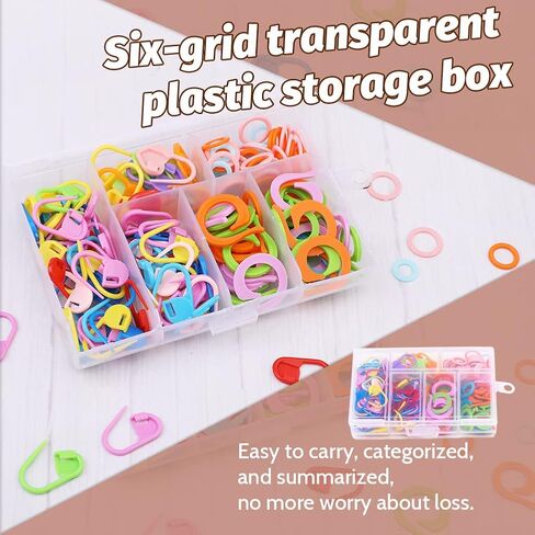 SOCNITC 120PCS Crochet Stitch Markers, 300 Pcs Small Safety Bulb Pins Assorted 10 Colors, 100 PCS Knitting Stitch Rings with Storage Box for DIY Clothing Craft Making(Color Ship Randomly) in Kuwait