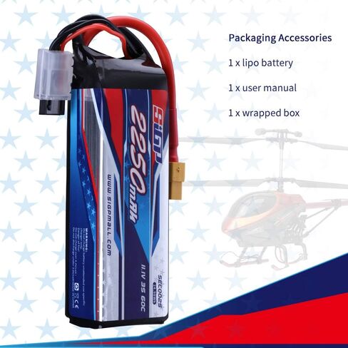 SIGP 3S 11.1V Lipo Battery 2250mAh 60C Soft Pack with XT60 Plug for RC Airplane Quadcopter Helicopter Drone FPV Racing Hobby in Kuwait