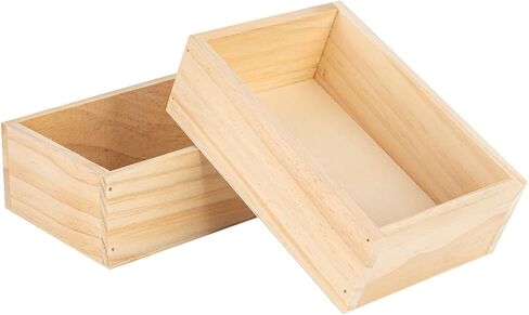 ليبو هوم صندوق زراعة خشبي مستطيل الشكل، صندوق تخزين خشبي طبيعي ريفي، صندوق نافذة للحرف اليدوية للمقتنيات وديكور المنزل والنباتات العصارية in Kuwait