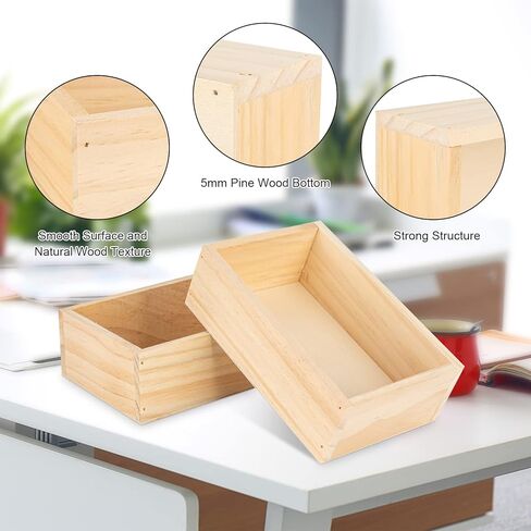 ليبو هوم صندوق زراعة خشبي مستطيل الشكل، صندوق تخزين خشبي طبيعي ريفي، صندوق نافذة للحرف اليدوية للمقتنيات وديكور المنزل والنباتات العصارية in Kuwait