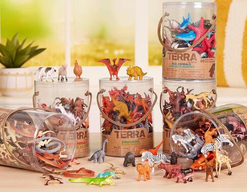 Terra by Battat – 60 Pcs Lizards Animal Tube – Realistic Plastic Animal Toys – Reptile & Amphibian Figurines – Frog, Alligator, Snake & More for Kids and Toddlers 3+ in Saudi Arabia
